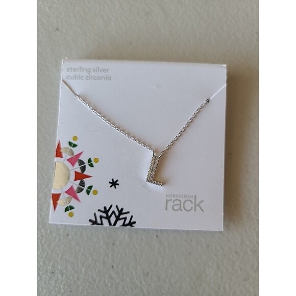 Nordstrom Rack  Cz Initial L Silver Pendant Necklace   NWT - Picture 2 of 6